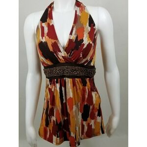 STUDIO 1940 WOMENS SLEEVELESS TOP SIZE SMALL TIE BACK MULTICOLORED